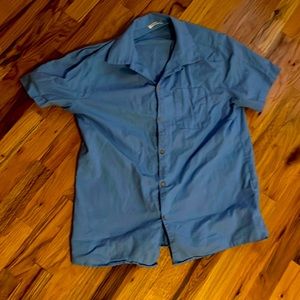 Coofandy Large Hawaiian Cotton/Linen Button Up Short Sleeve Shirt Blue Large